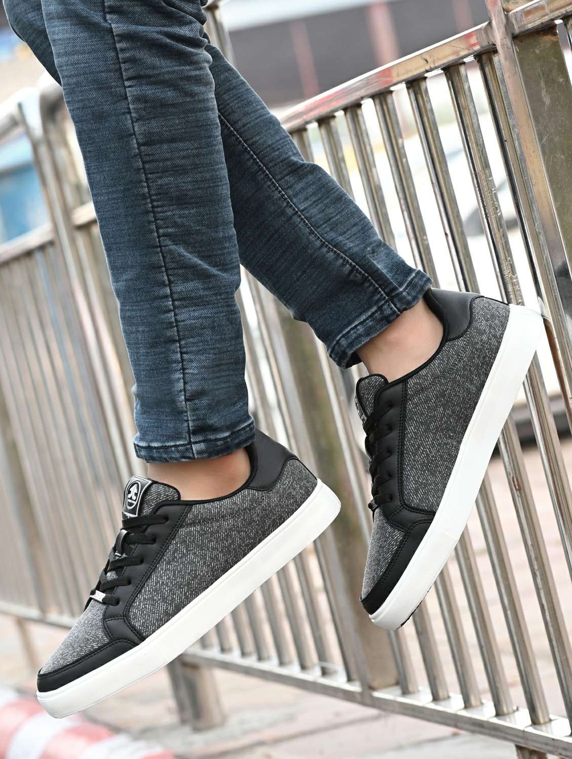 men grey lace up sneaker - 22020538 -  Standard Image - 1