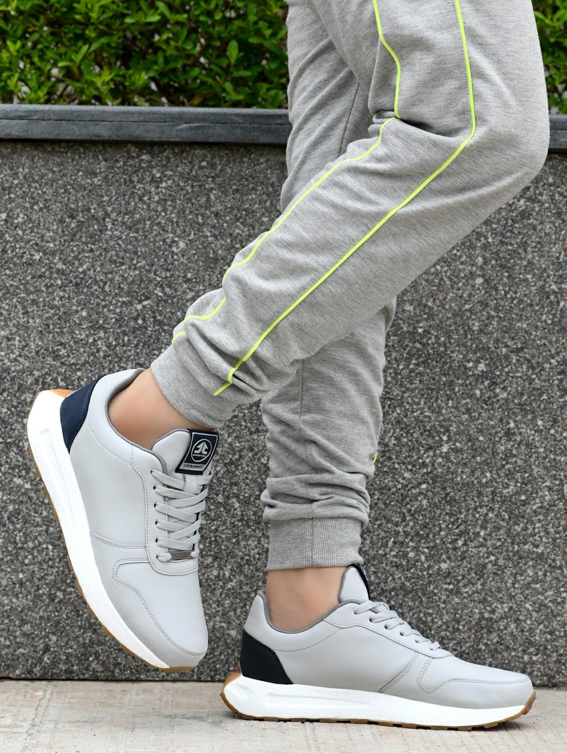 men solid grey lace up shoe - 22020551 - Standard Image - 1