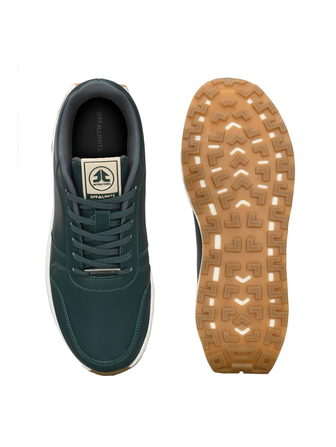 men solid bottle green lace up shoe - 22020553 - Standard Image - 4