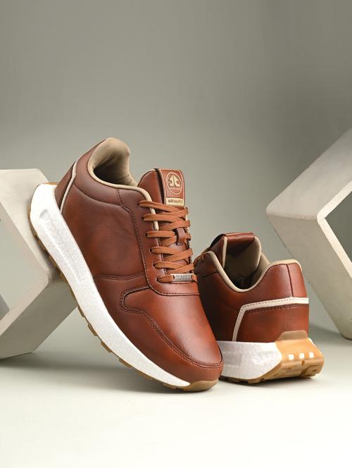 men solid brown lace up shoe - 22020562 -  Standard Image - 0