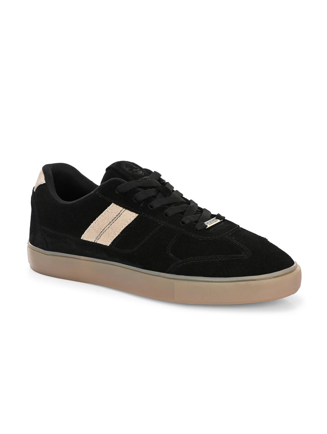 men solid black lace up sneaker - 22020566 -  Standard Image - 1