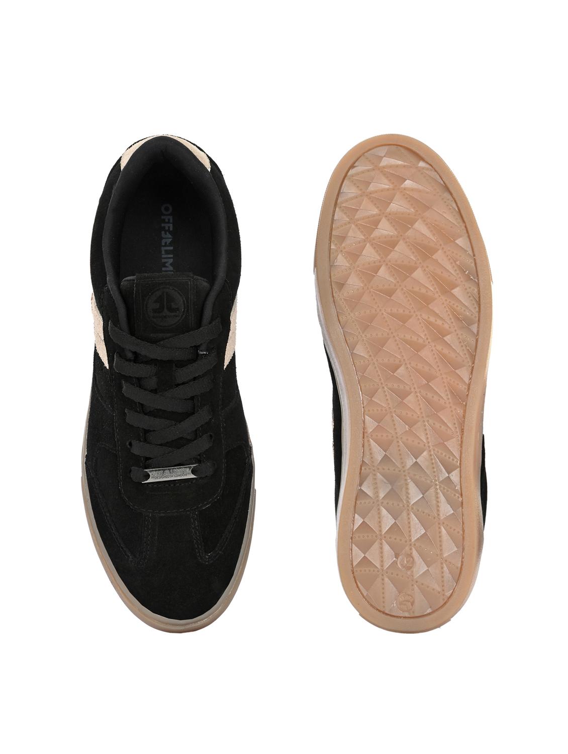 men solid black lace up sneaker - 22020566 - Standard Image - 4