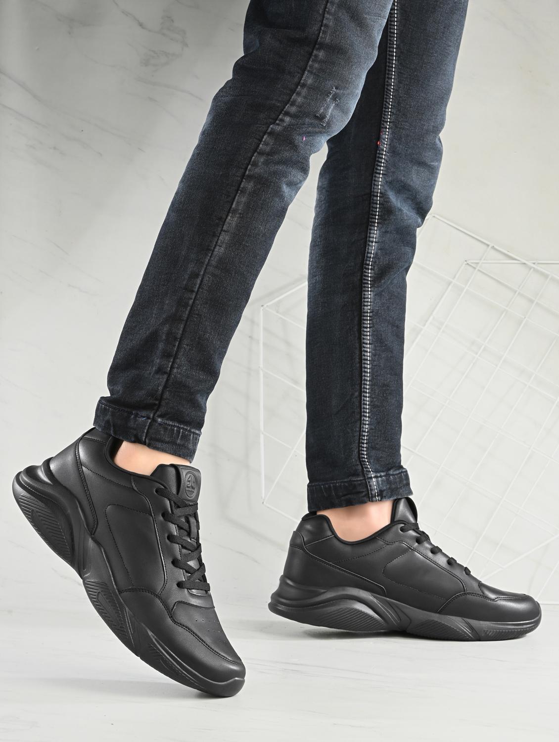 men solid black lace up shoe - 22020572 -  Standard Image - 1