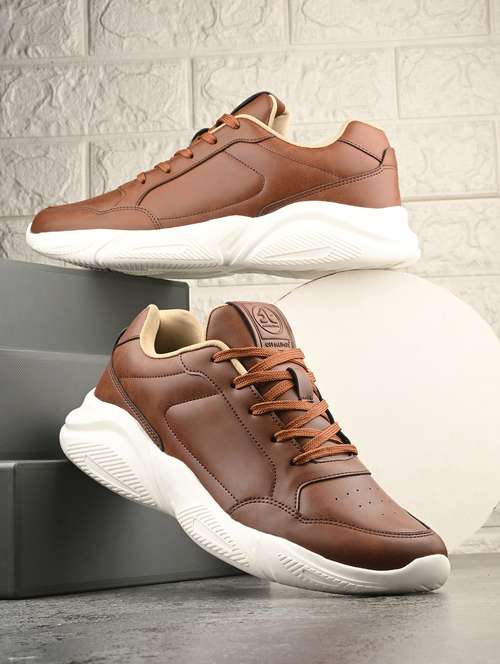 men solid tan lace up shoe - 22020575 - Standard Image - 0