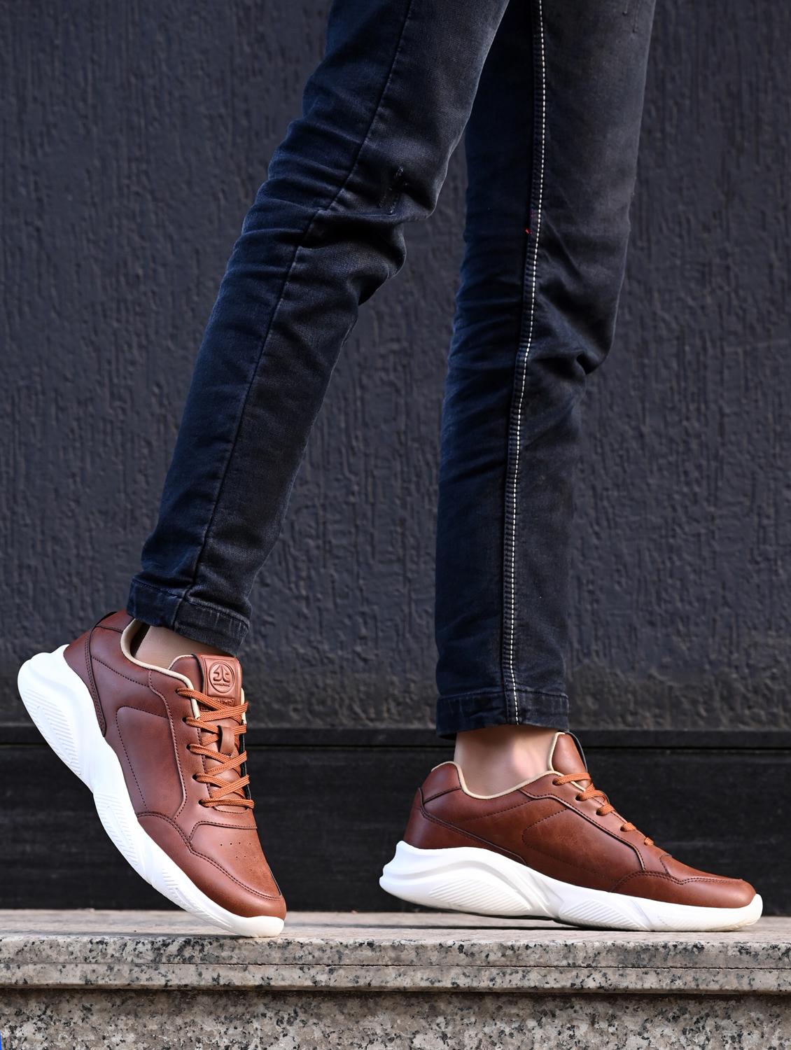 men solid tan lace up shoe - 22020575 - Standard Image - 1