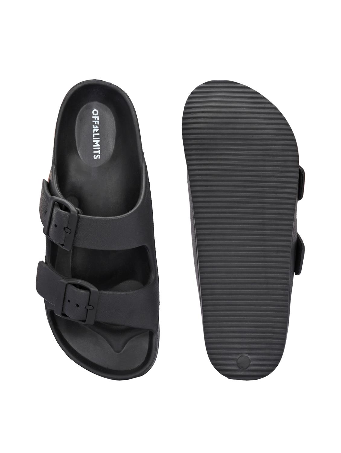 women black solid slip on slides - 22020586 - Standard Image - 4