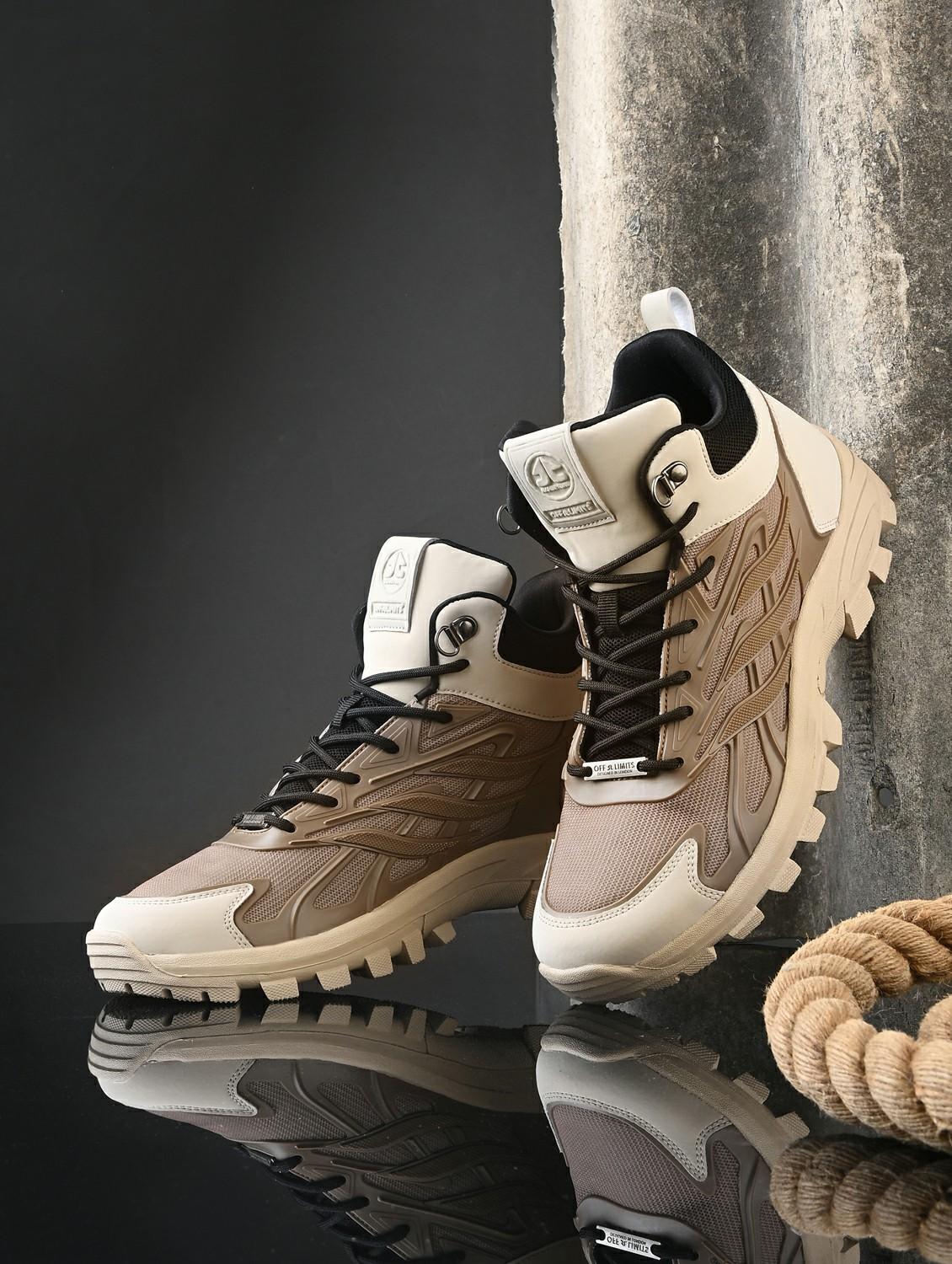 men solid beige high ankle shoe - 22020596 -  Zoom Image - 0