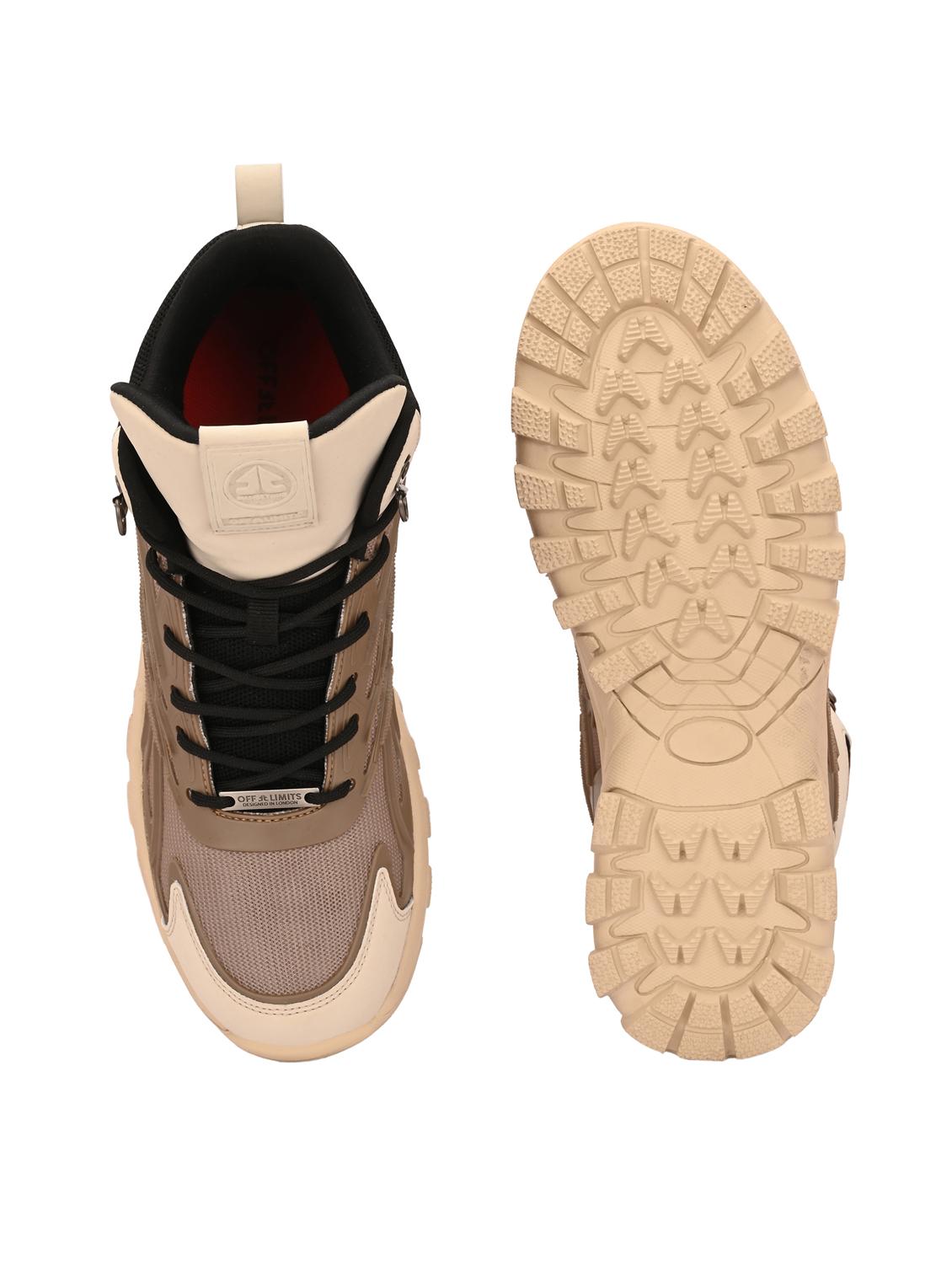 men solid beige high ankle shoe - 22020596 - Standard Image - 4