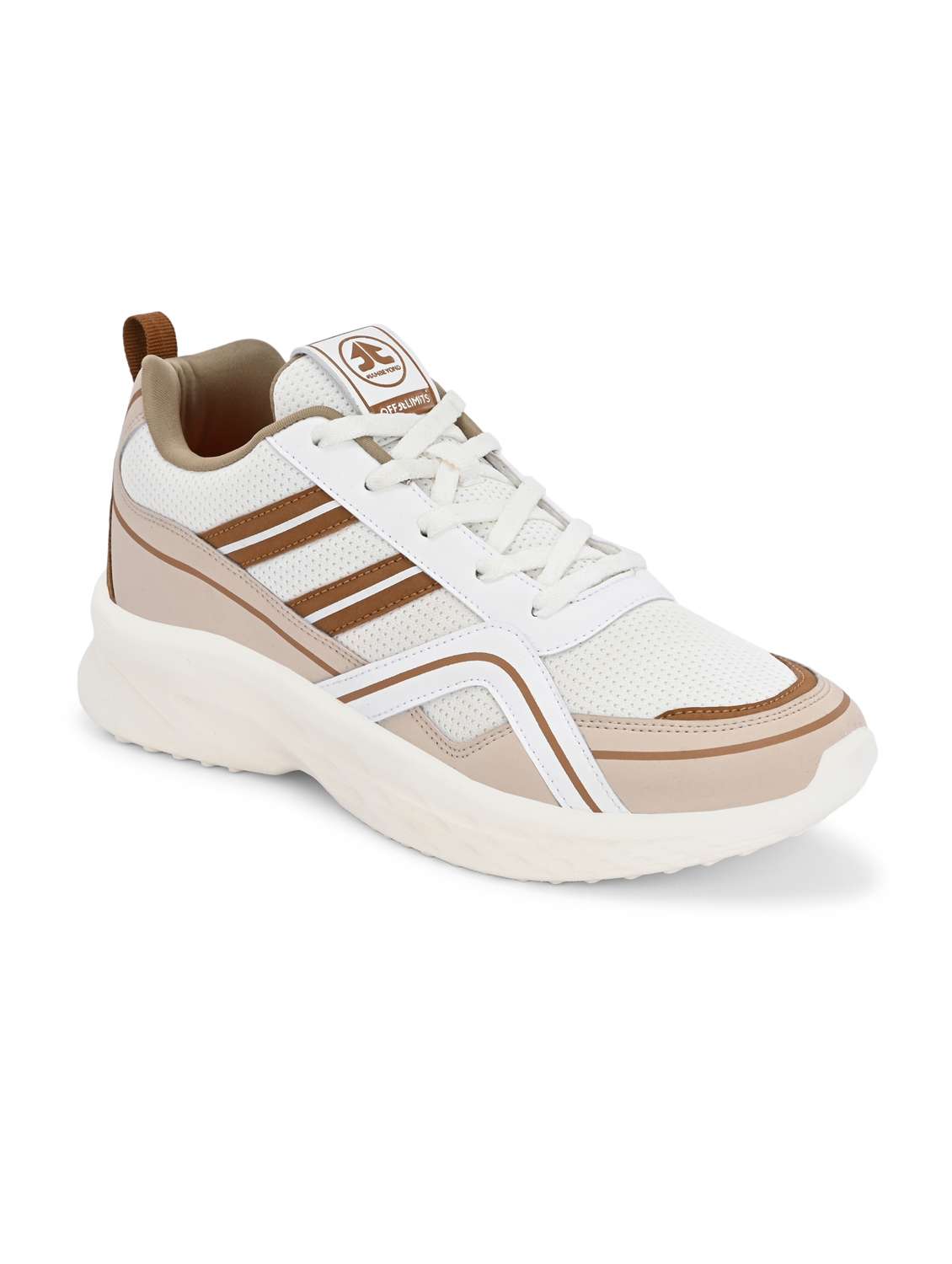 men cream solid sport shoe - 22020608 - Standard Image - 1