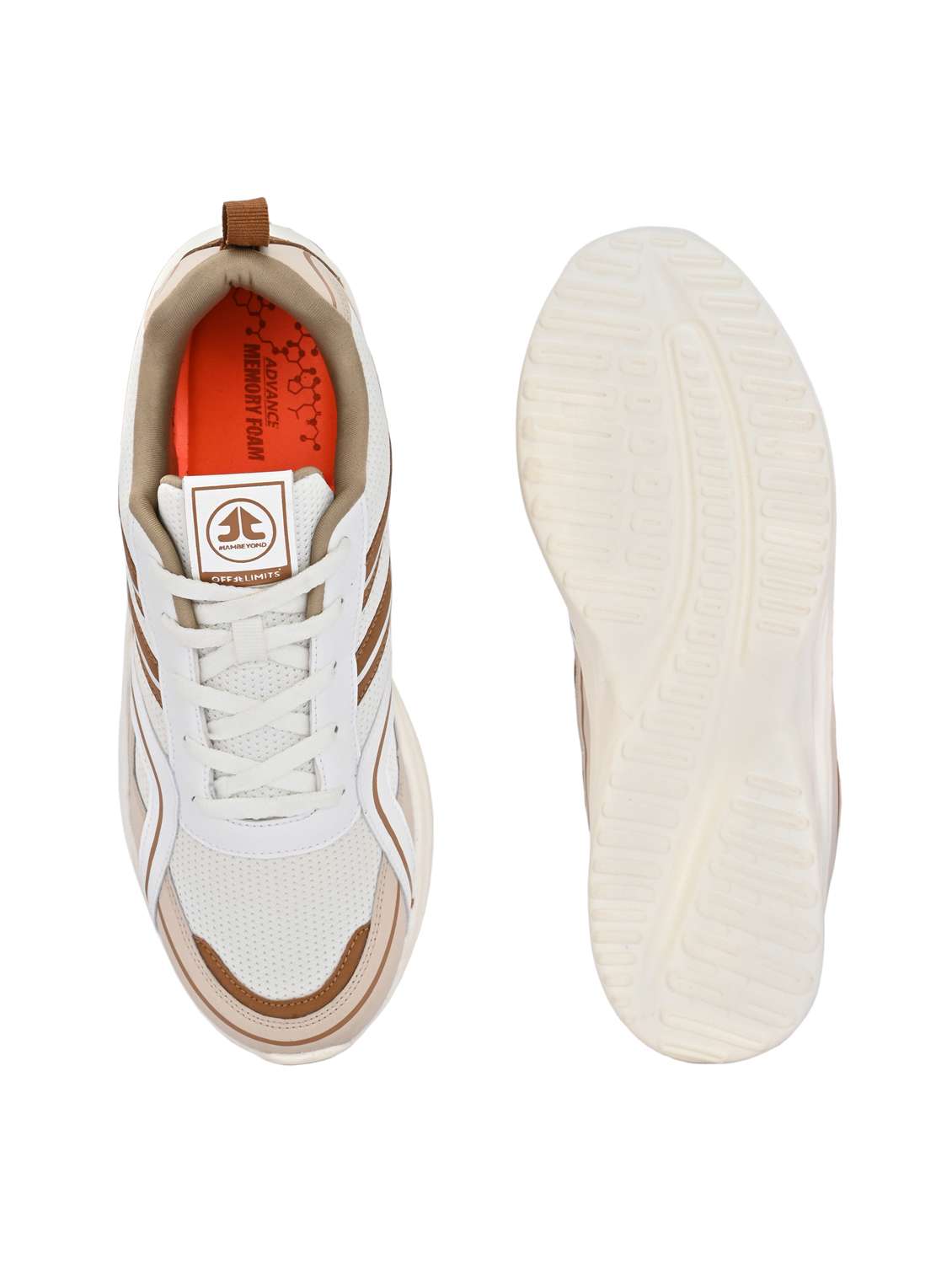 men cream solid sport shoe - 22020608 - Standard Image - 4