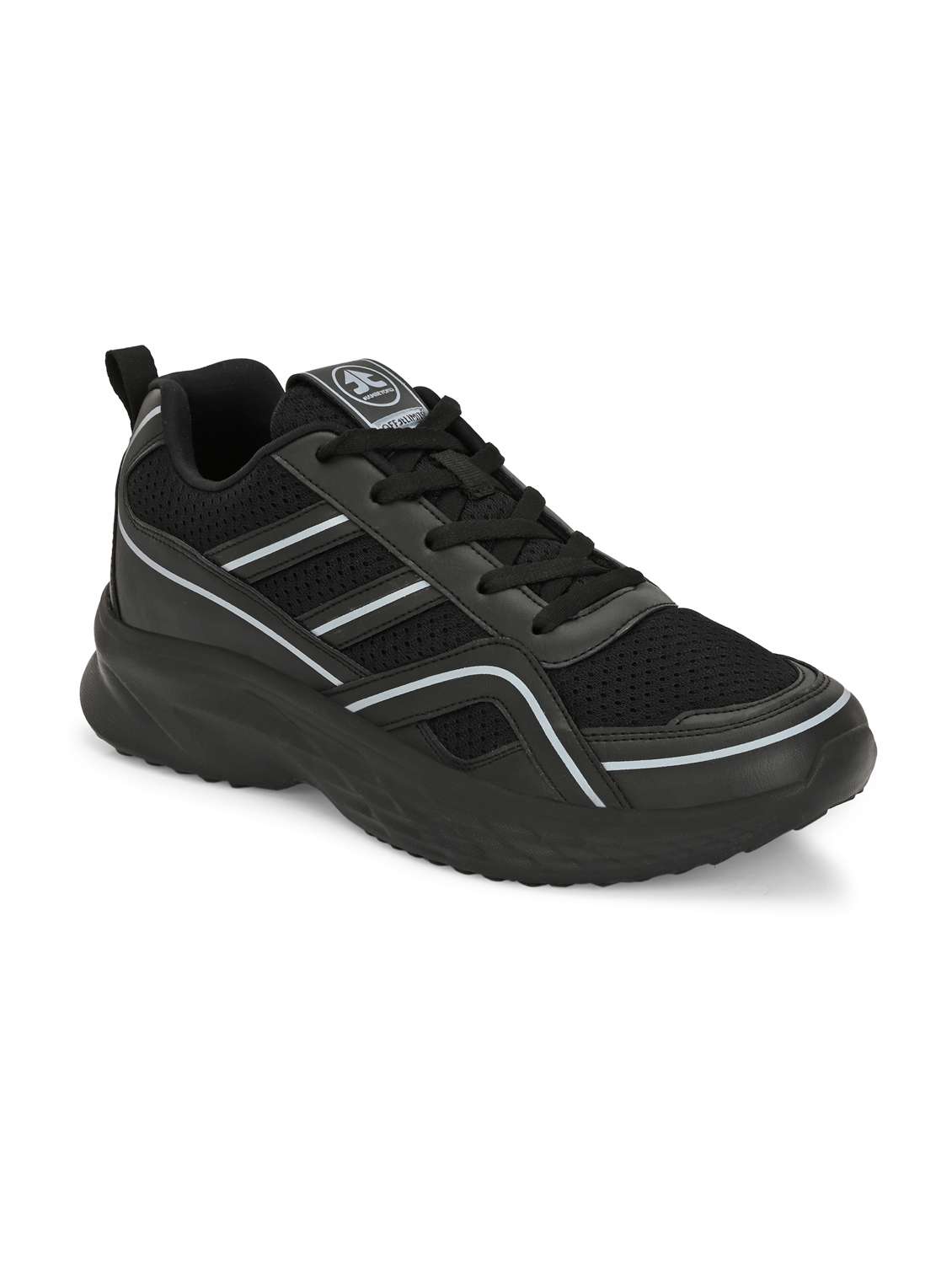men black solid sport shoe - 22020610 -  Standard Image - 1