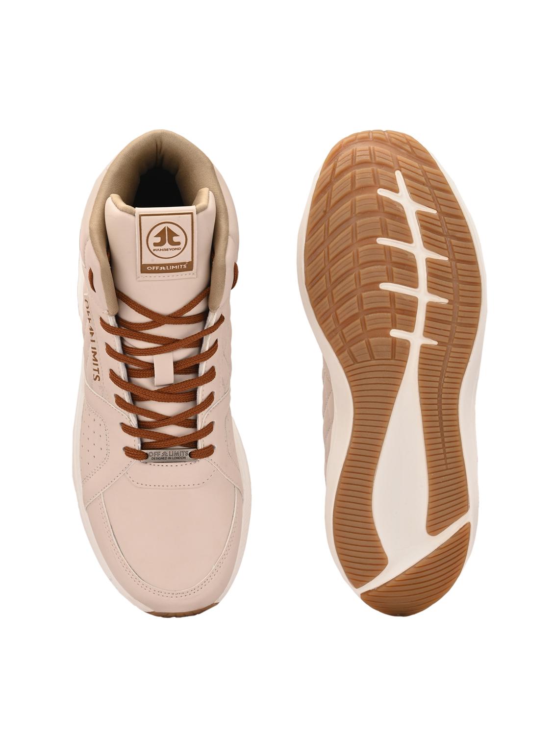 men solid beige laec up high ankle shoe - 22020635 - Standard Image - 4