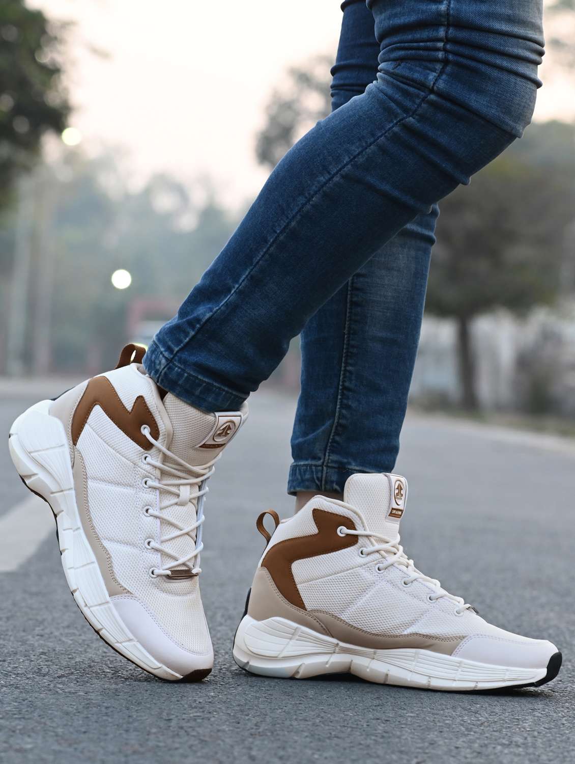 men solid cream lace up sport shoe - 22020649 -  Standard Image - 1