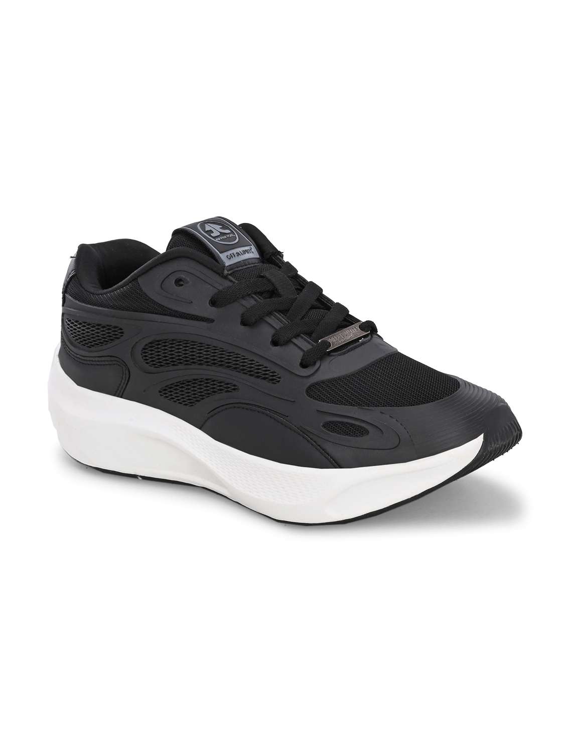men solid lace up black sport shoe - 22020657 - Standard Image - 1