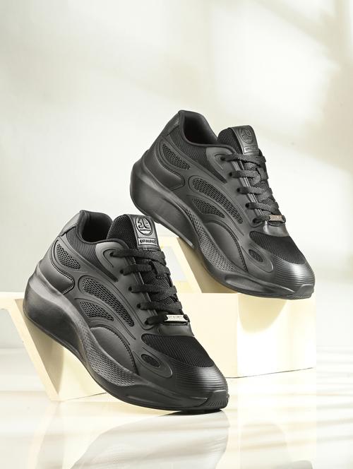 men solid lace up black sport shoe - 22020661 -  Standard Image - 0