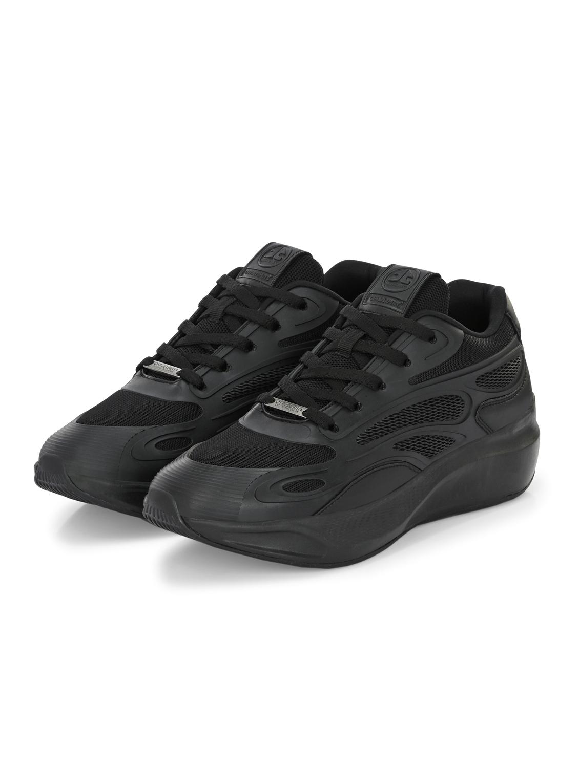men solid lace up black sport shoe - 22020661 -  Standard Image - 1