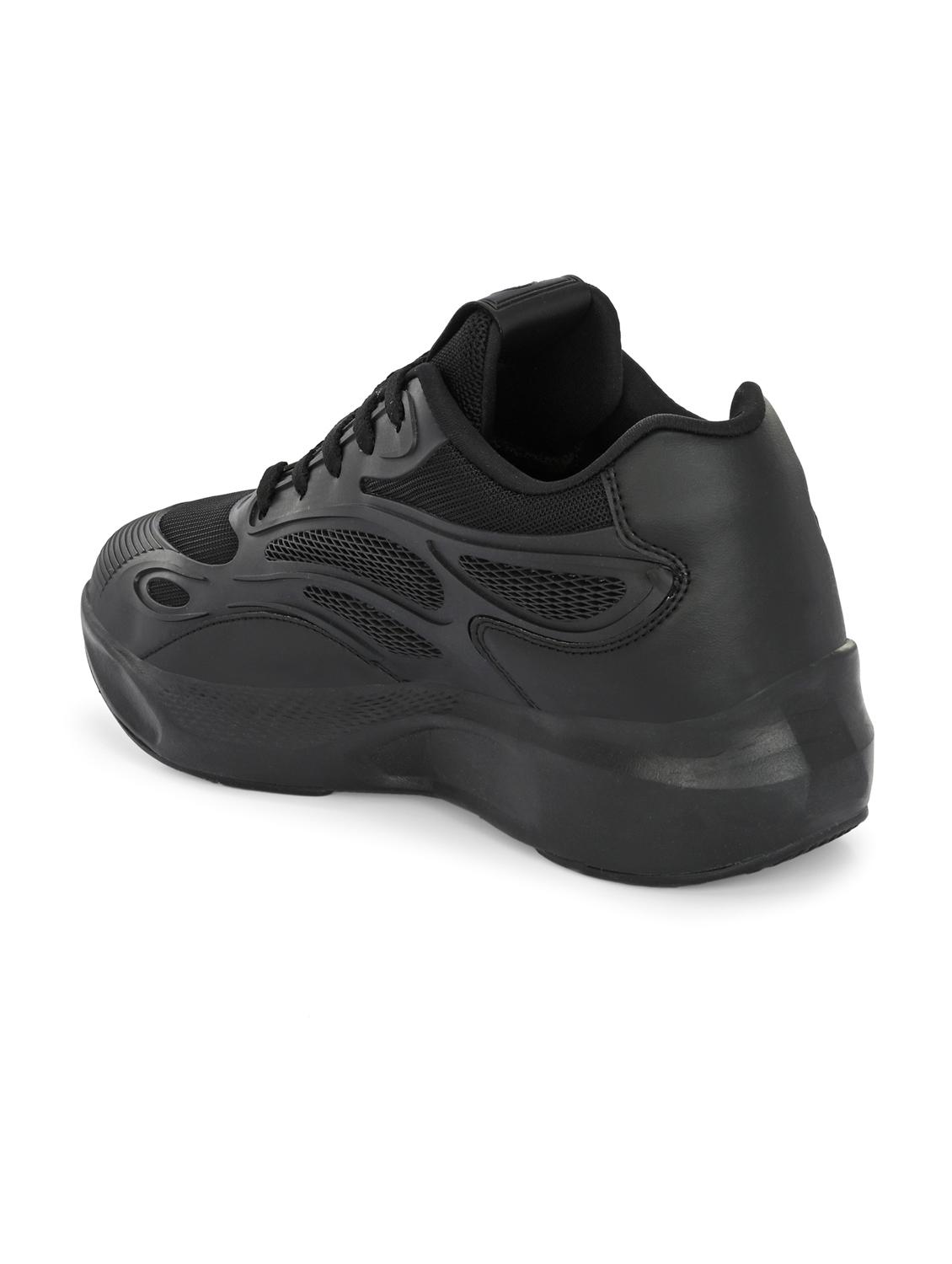 men solid lace up black sport shoe - 22020661 - Standard Image - 4