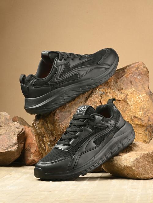men solid lace up black sport shoe - 22020663 -  Standard Image - 0