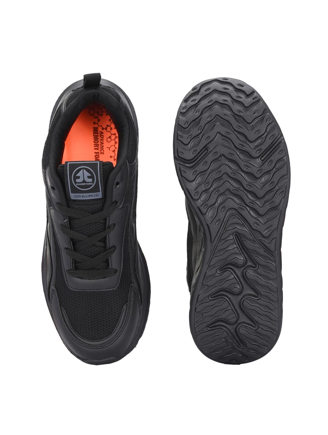 men solid lace up black sport shoe - 22020663 - Standard Image - 4