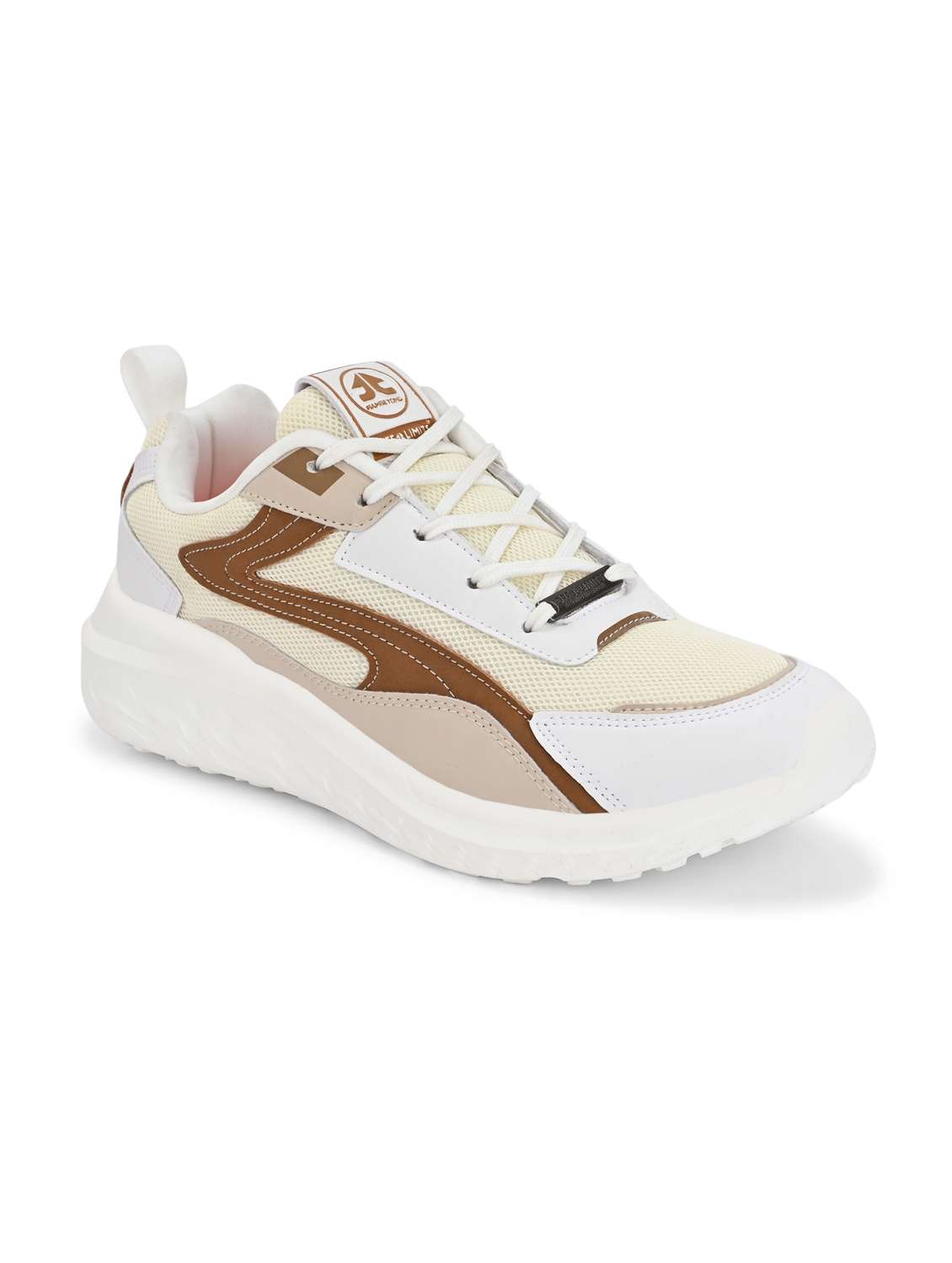 men solid cream lace up sport shoe - 22020666 - Standard Image - 1