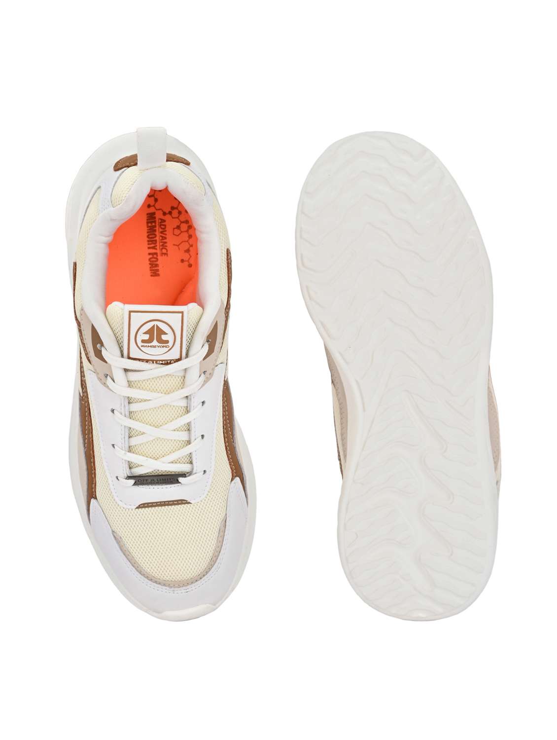 men solid cream lace up sport shoe - 22020666 - Standard Image - 4
