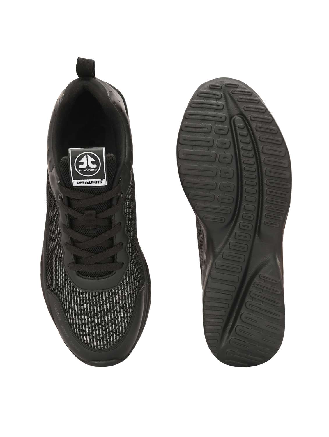 men solid lace up black sport shoe - 22020680 -  Standard Image - 4