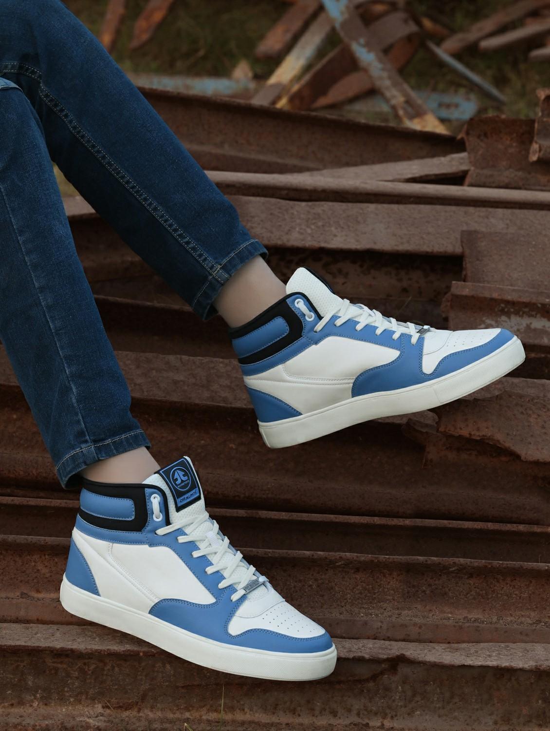 men blue color blocked lace up sneaker - 22020699 - Standard Image - 1