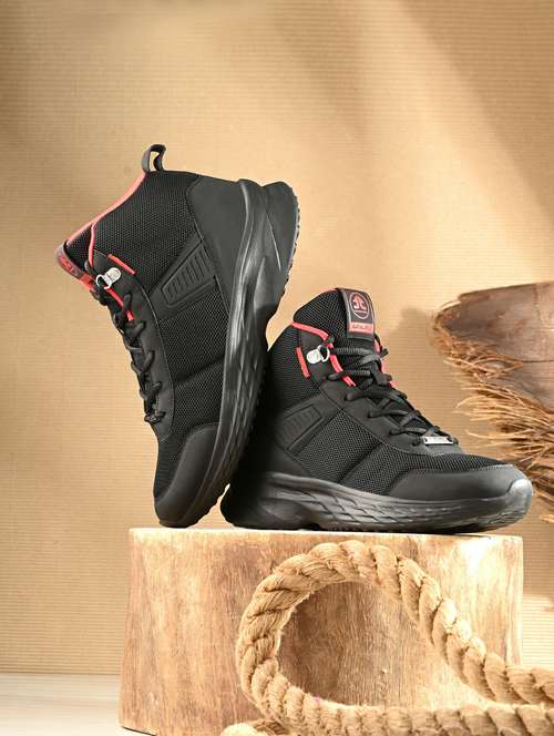 men black lace up high ankle sneaker