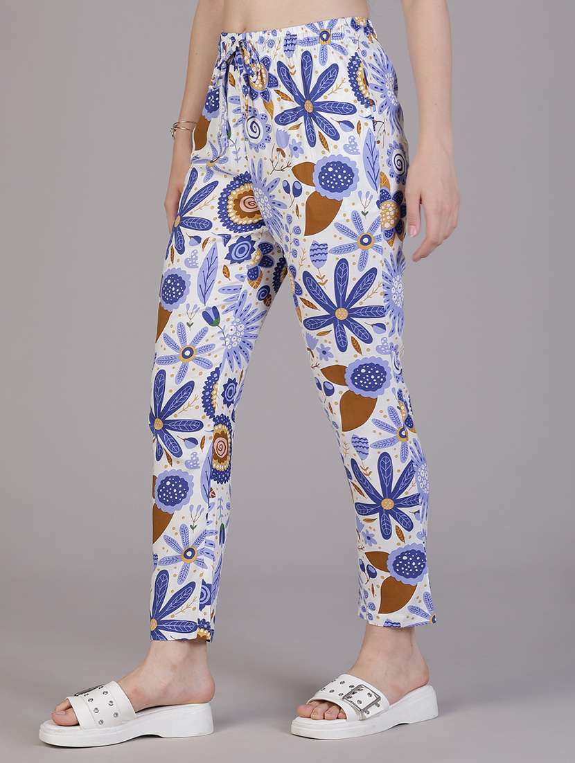 women printed mid rise loungewear pajama - 22020751 -  Standard Image - 1