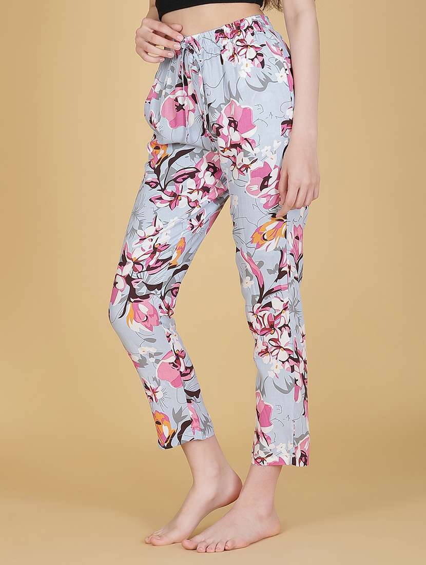 women floral print mid rise lounge wear pajama - 22020752 -  Standard Image - 1