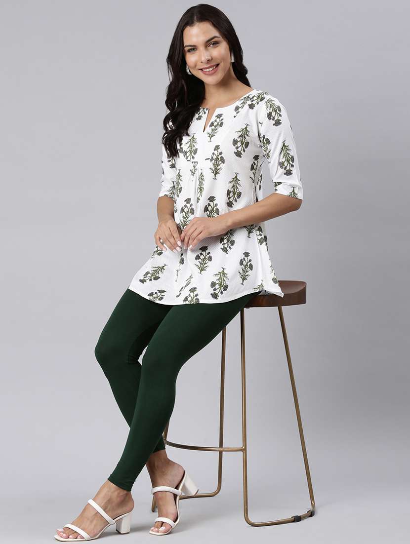 women printed notch neck collar a-line tunic - 22020912 -  Standard Image - 4