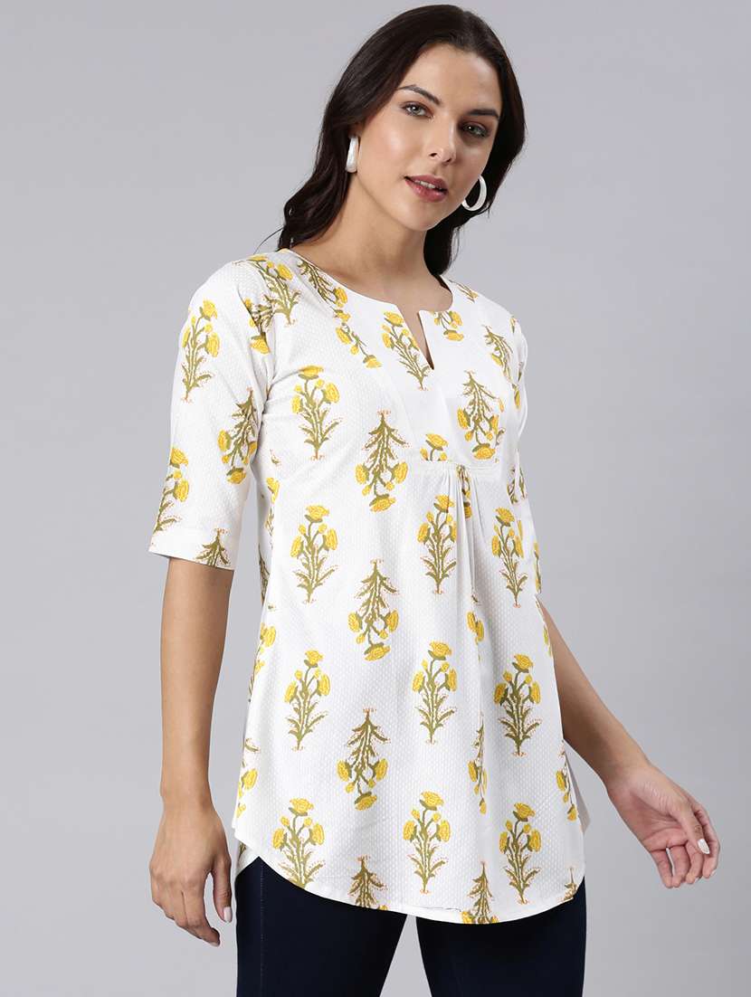 white cotton aline tunic - 22020914 - Standard Image - 1