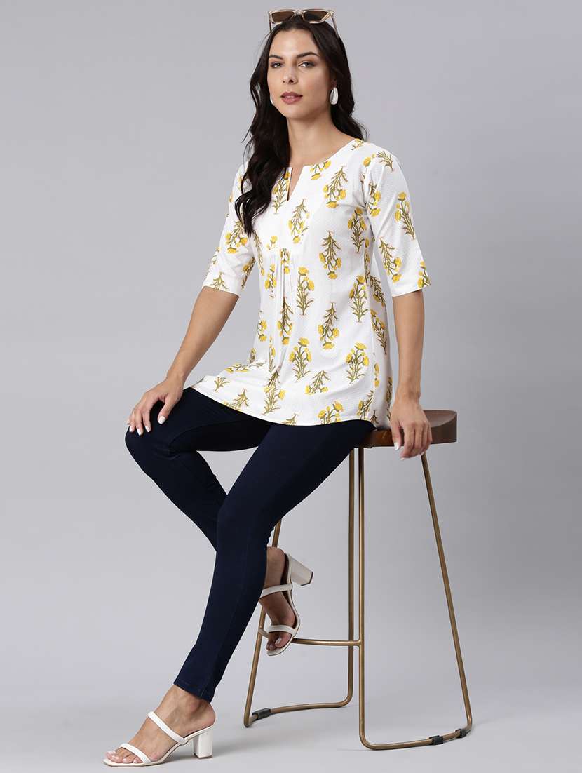 white cotton aline tunic - 22020914 - Standard Image - 4