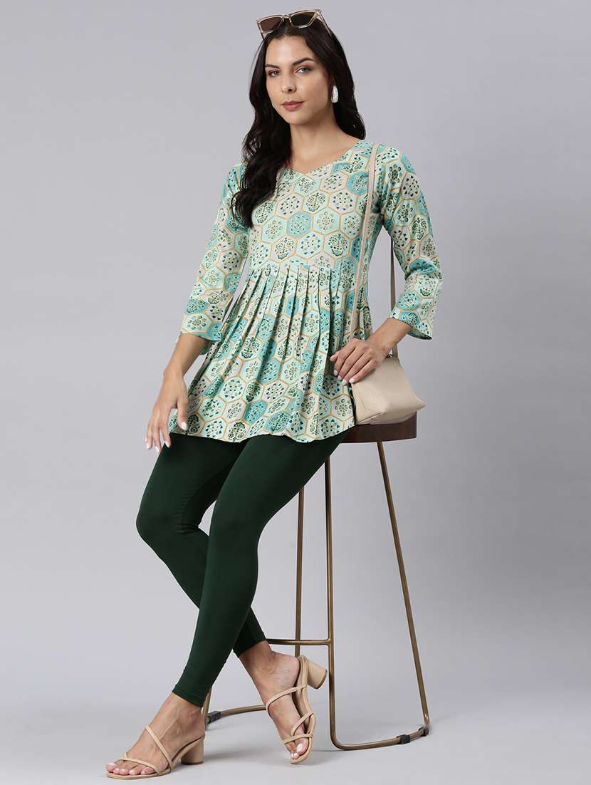 women printed three quarter sleeve asymmetric tunic - 22020915 - Standard Image - 4