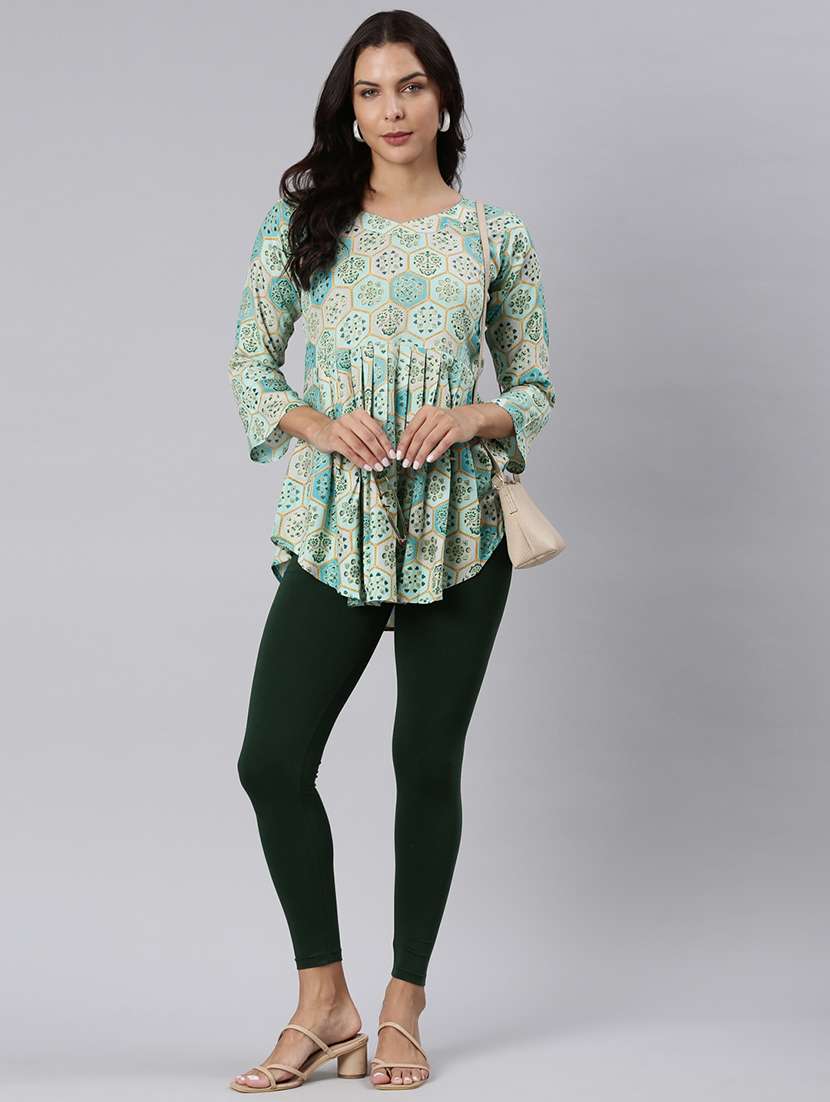 women printed three quarter sleeve asymmetric tunic - 22020915 - Standard Image - 6
