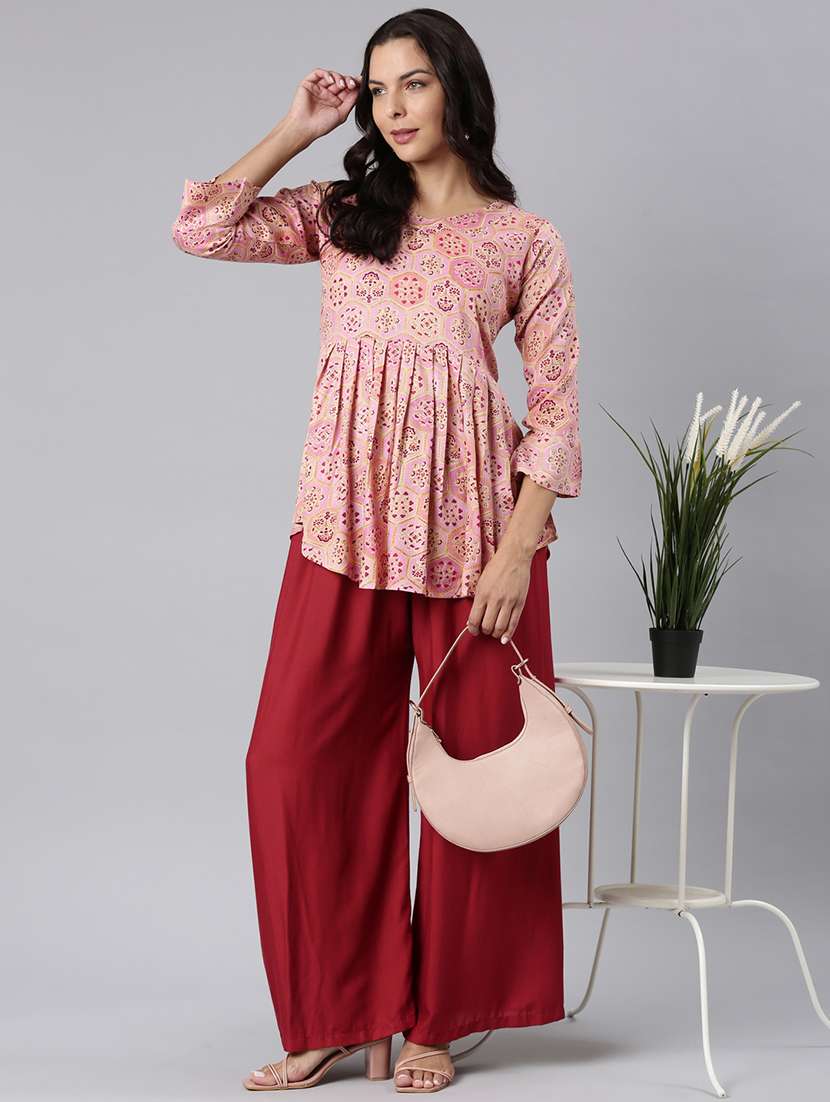 women printed three quarter sleeve asymmetric tunic - 22020916 - Standard Image - 4