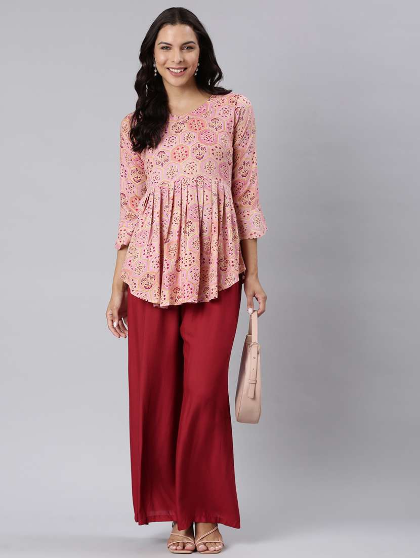 women printed three quarter sleeve asymmetric tunic - 22020916 - Standard Image - 6