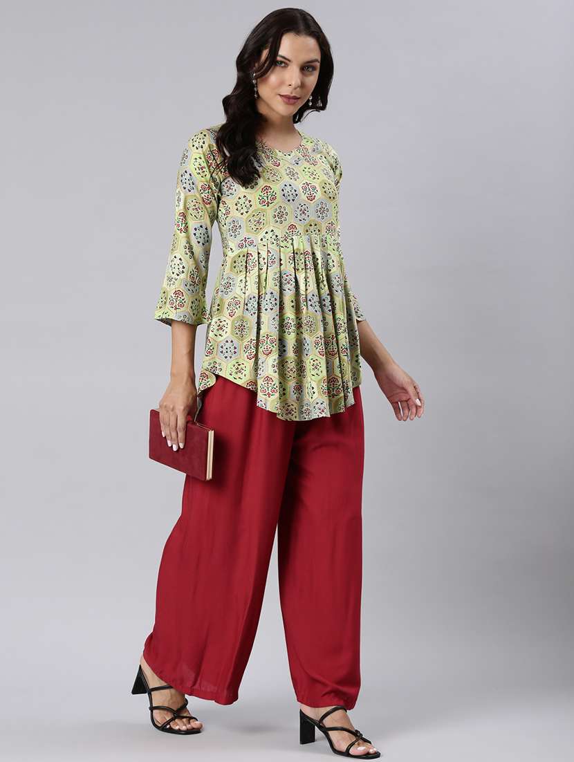 women printed three quarter sleeve asymmetric tunic - 22020918 -  Standard Image - 6