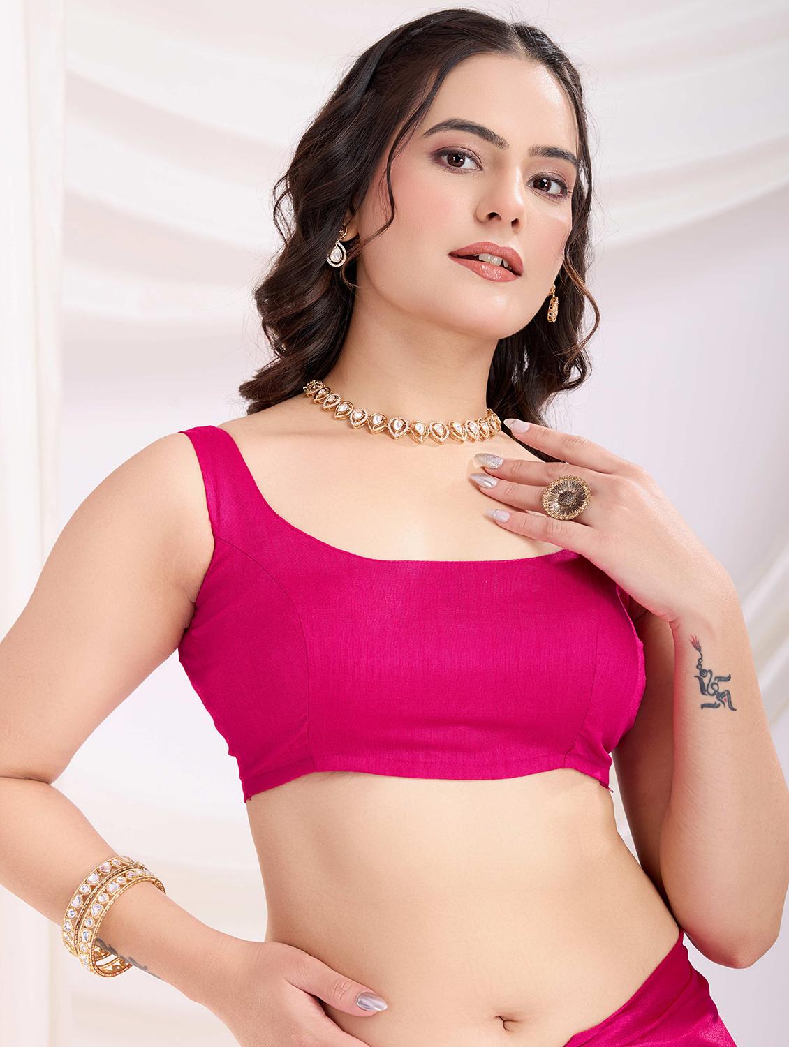 women solid with work embroidered saree with blouse - 22021303 - Standard Image - 4