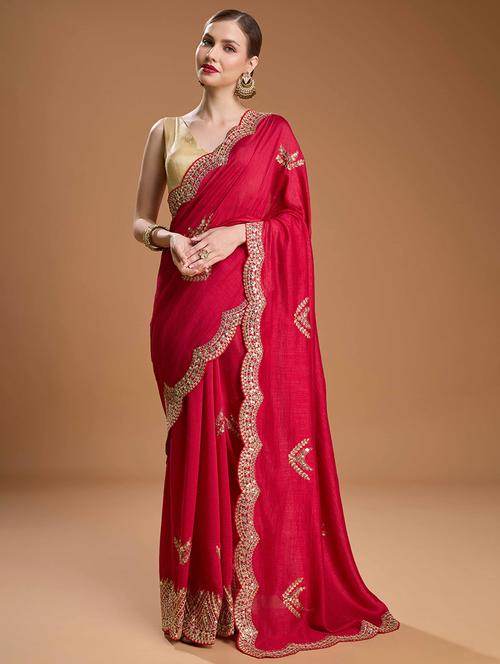 women solid with work embroidered saree with blouse - 22021389 -  Standard Image - 0