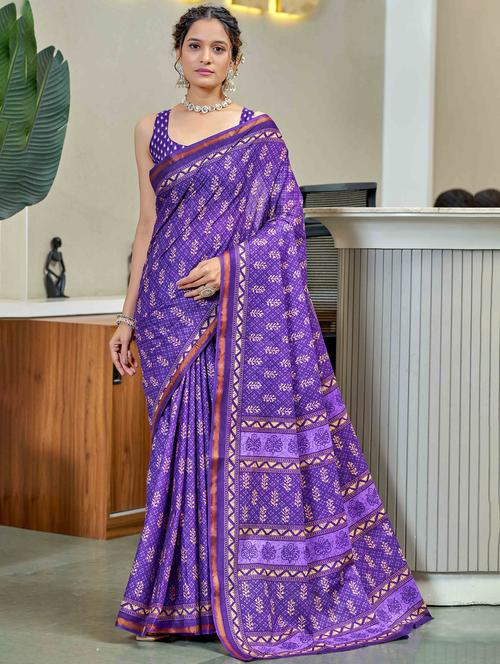 women printed casual wear saree with blouse - 22021415 -  Standard Image - 0