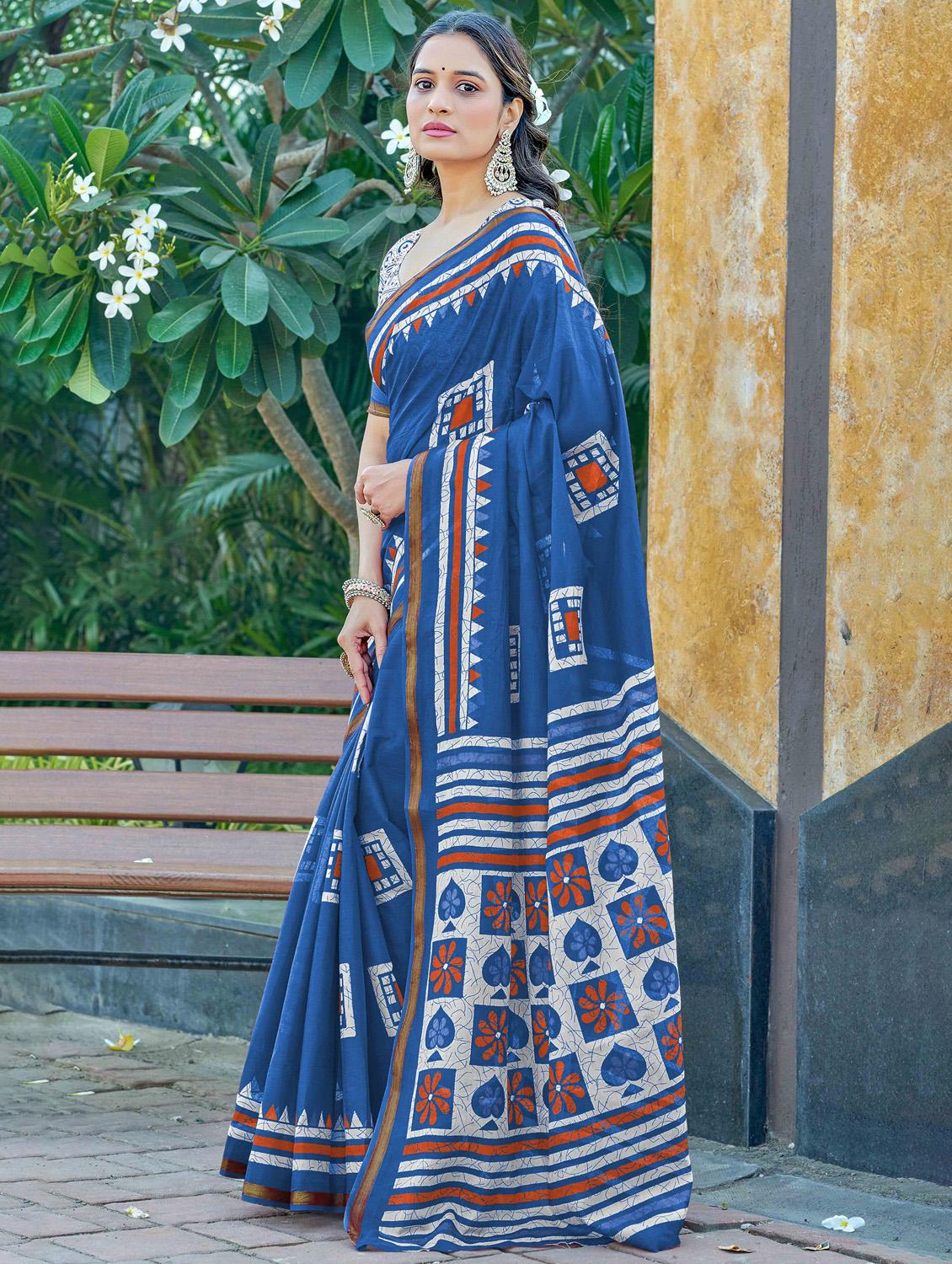 women printed casual wear saree with blouse - 22021424 - Zoom Image - 0