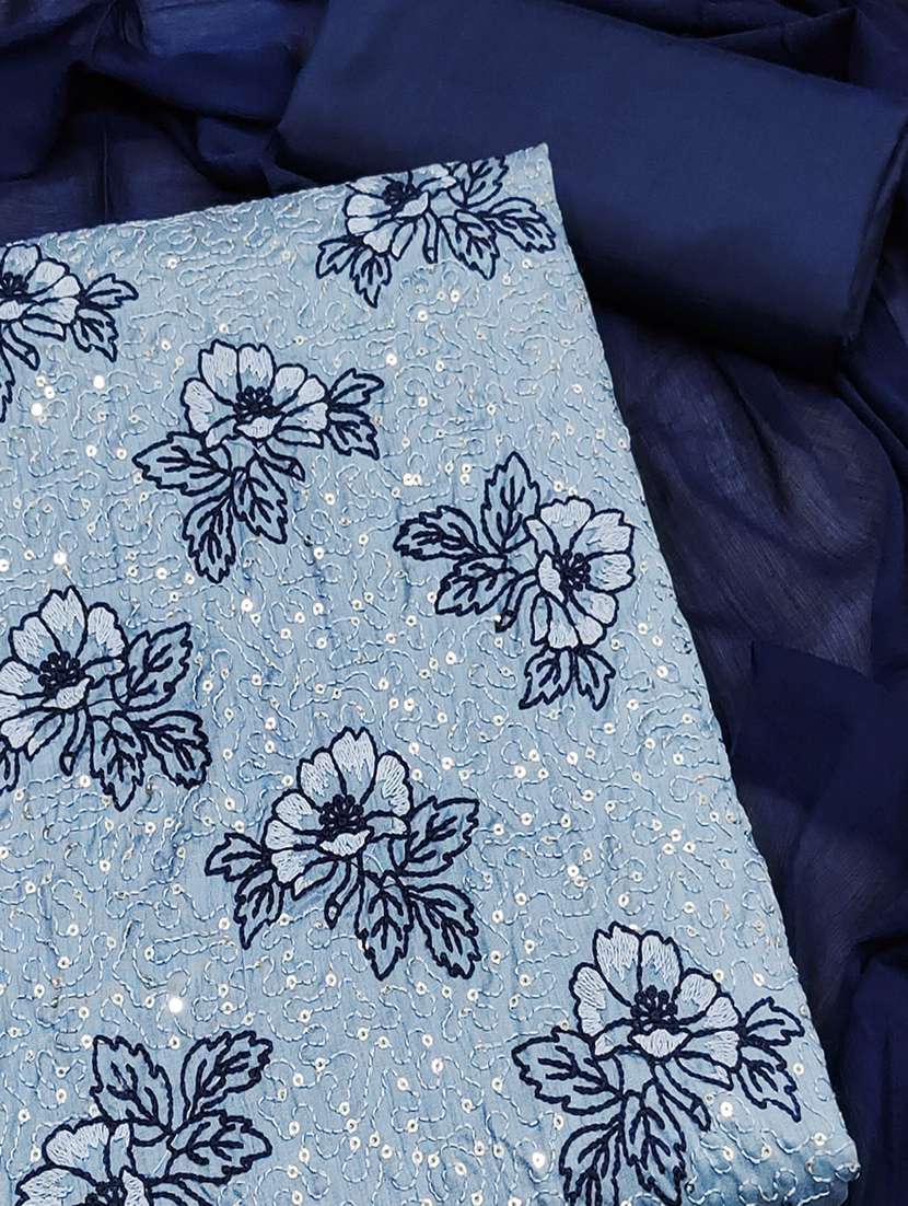 women solid with work unstitched suit set - 22021479 -  Standard Image - 1