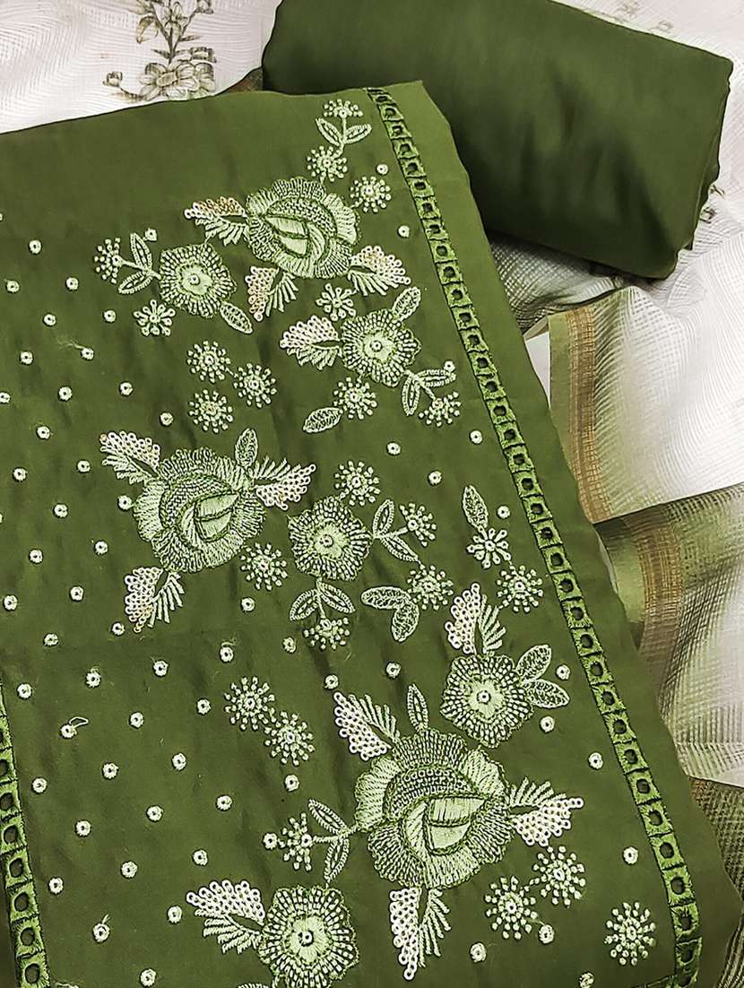 women solid with work embroidered unstitched suit set - 22021485 -  Standard Image - 1