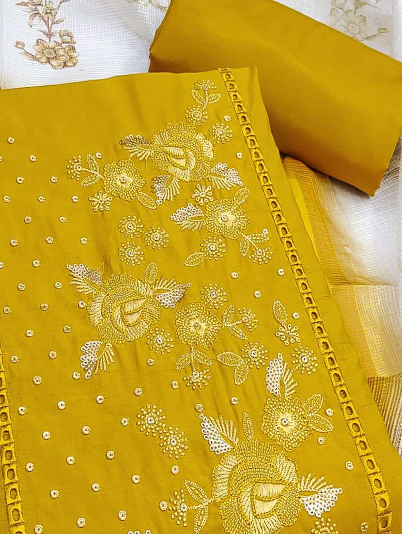 women solid with work embroidered unstitched suit set - 22021491 -  Standard Image - 1