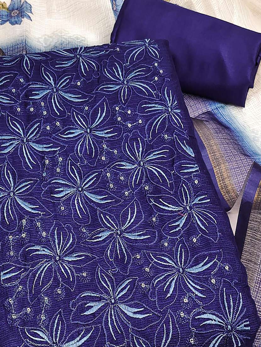 women solid with work embroidered unstitched suit set - 22021501 -  Standard Image - 1