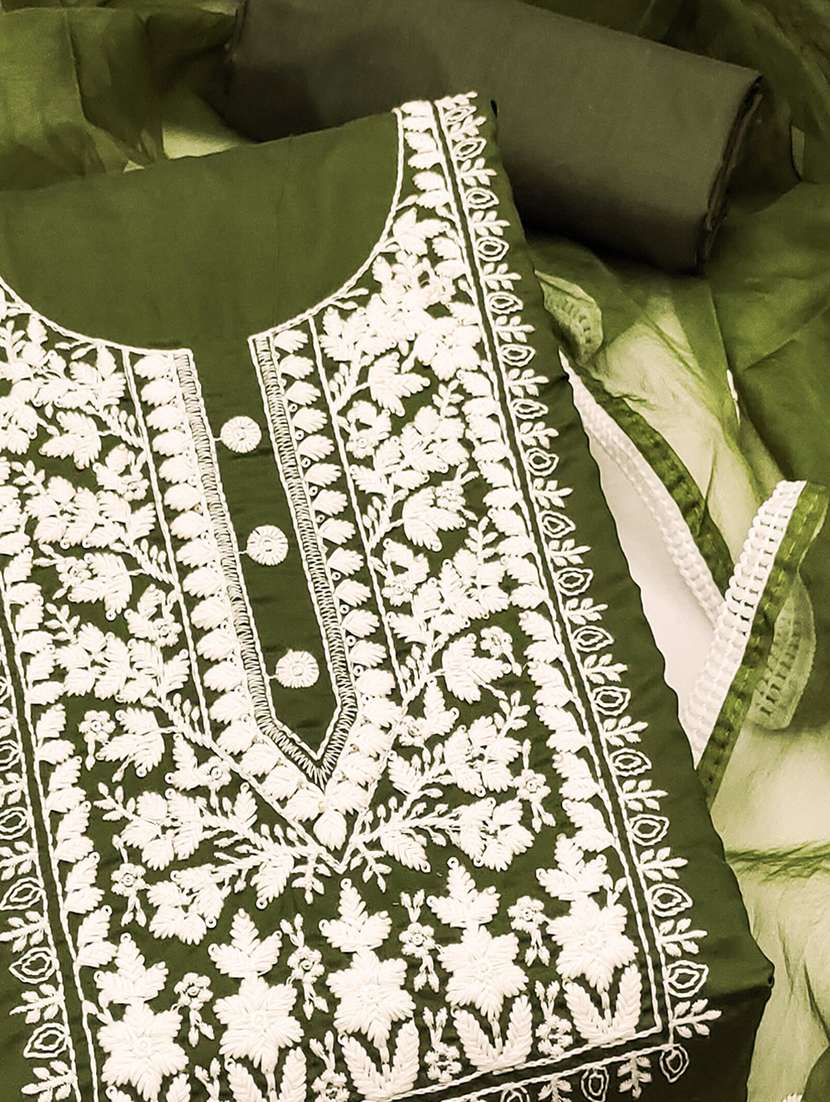 women solid with work embroidered unstitched suit set - 22021510 - Standard Image - 1