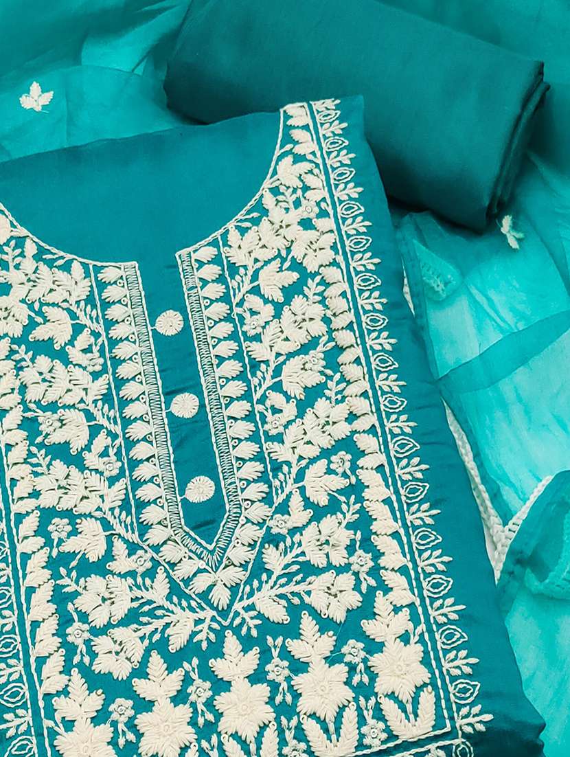 women solid with work embroidered unstitched suit set - 22021513 - Standard Image - 1