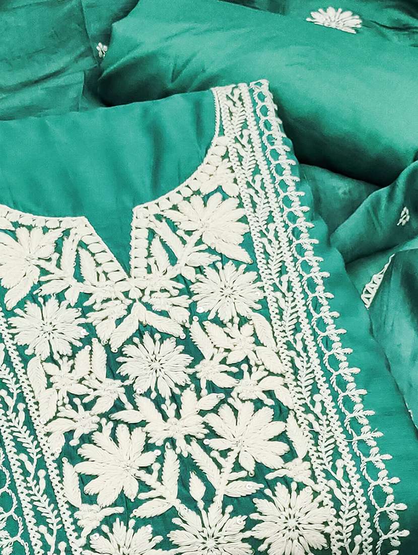 women solid with work embroidered unstitched suit set - 22021528 -  Standard Image - 1