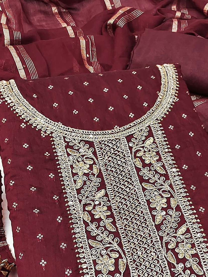 women self design embroidered unstitched suit set - 22021549 -  Standard Image - 1